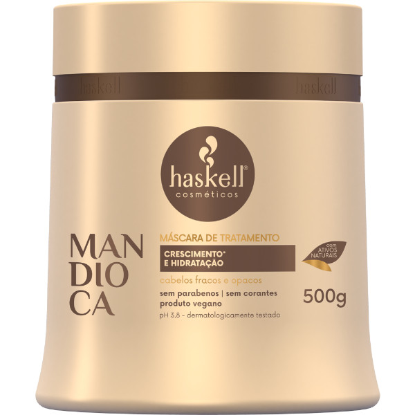 Máscara Mandioca 500gr Haskell | Hidratação Profunda e Fortalecimento para Cabelos Fracos e Opacos em Oferta na Shopee