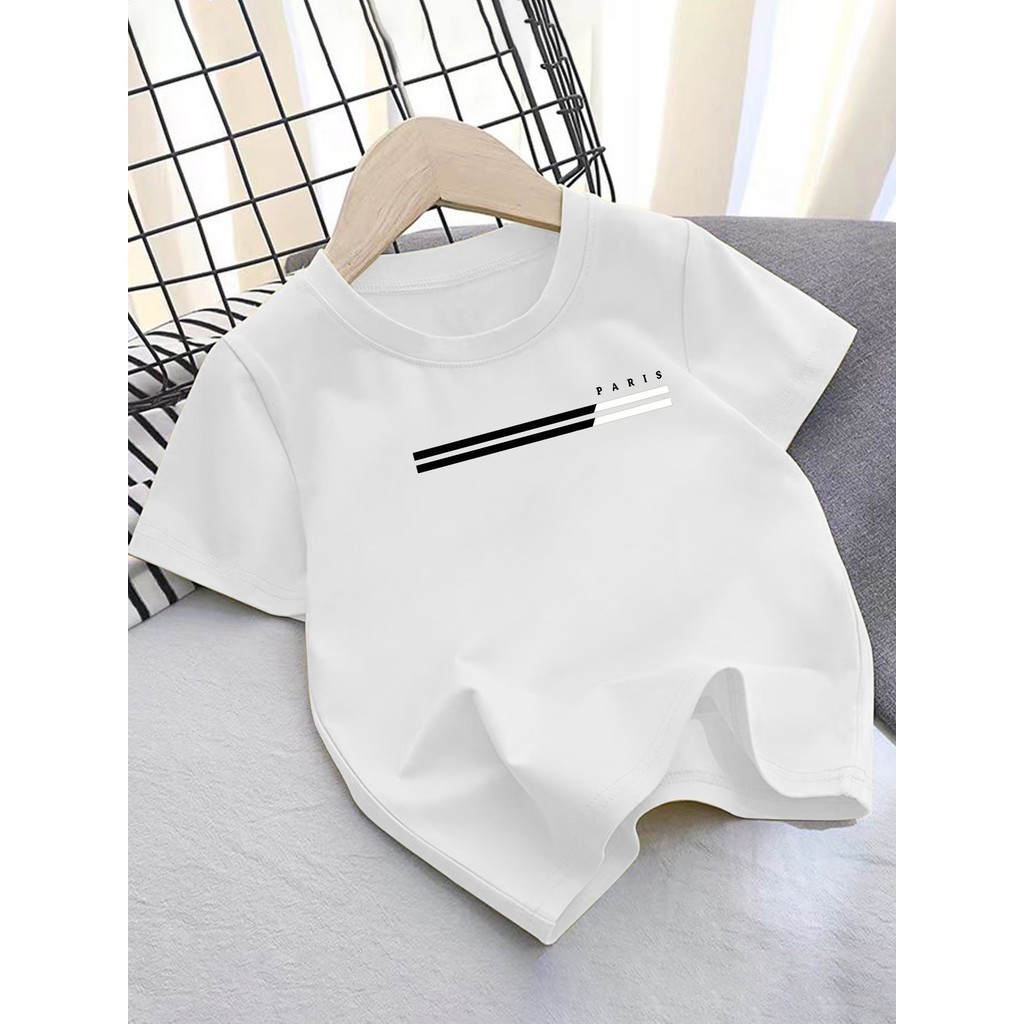 Camiseta de manga curta elegante para meninos Camiseta Infantil Unissex Estampada 100% Algodão Premium