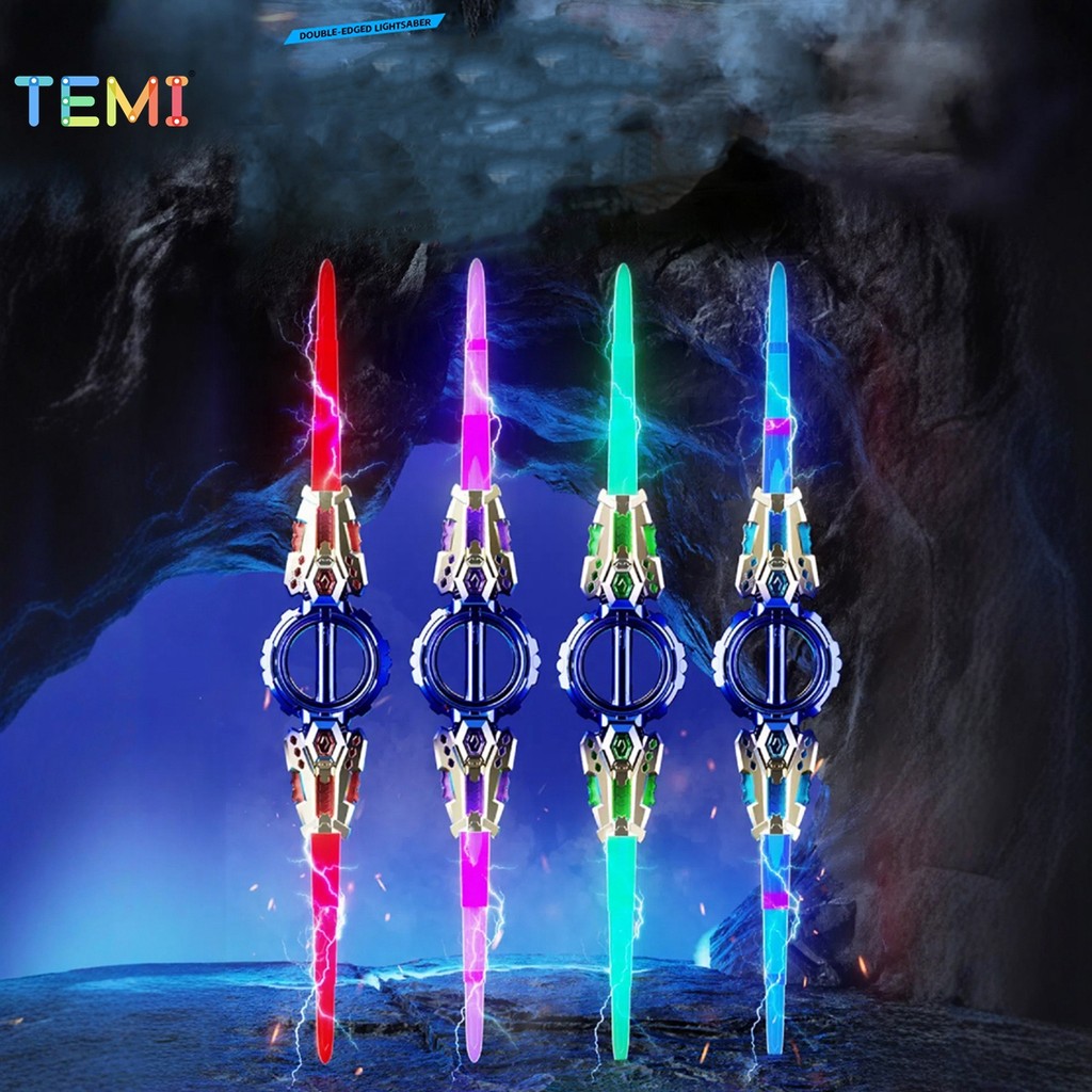 TEMI Espada Rotativa Infantil Brinquedo Dupla Lâmina Retrátil Sabre De Luz Laser Presente