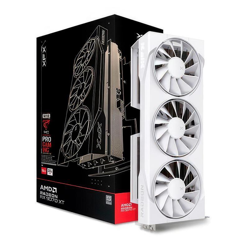 Placa de Video XFX Radeon RX 9070 XT Swift White Trip Fan Gaming Edt 16GB GDDR6 256-bit RX-97TSWF3W9