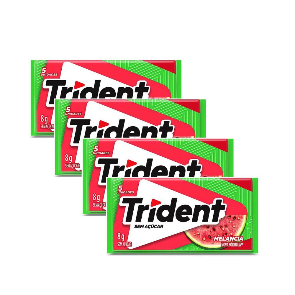 Kit 4 Chiclete Trident Melancia 8g com 5 Unidades