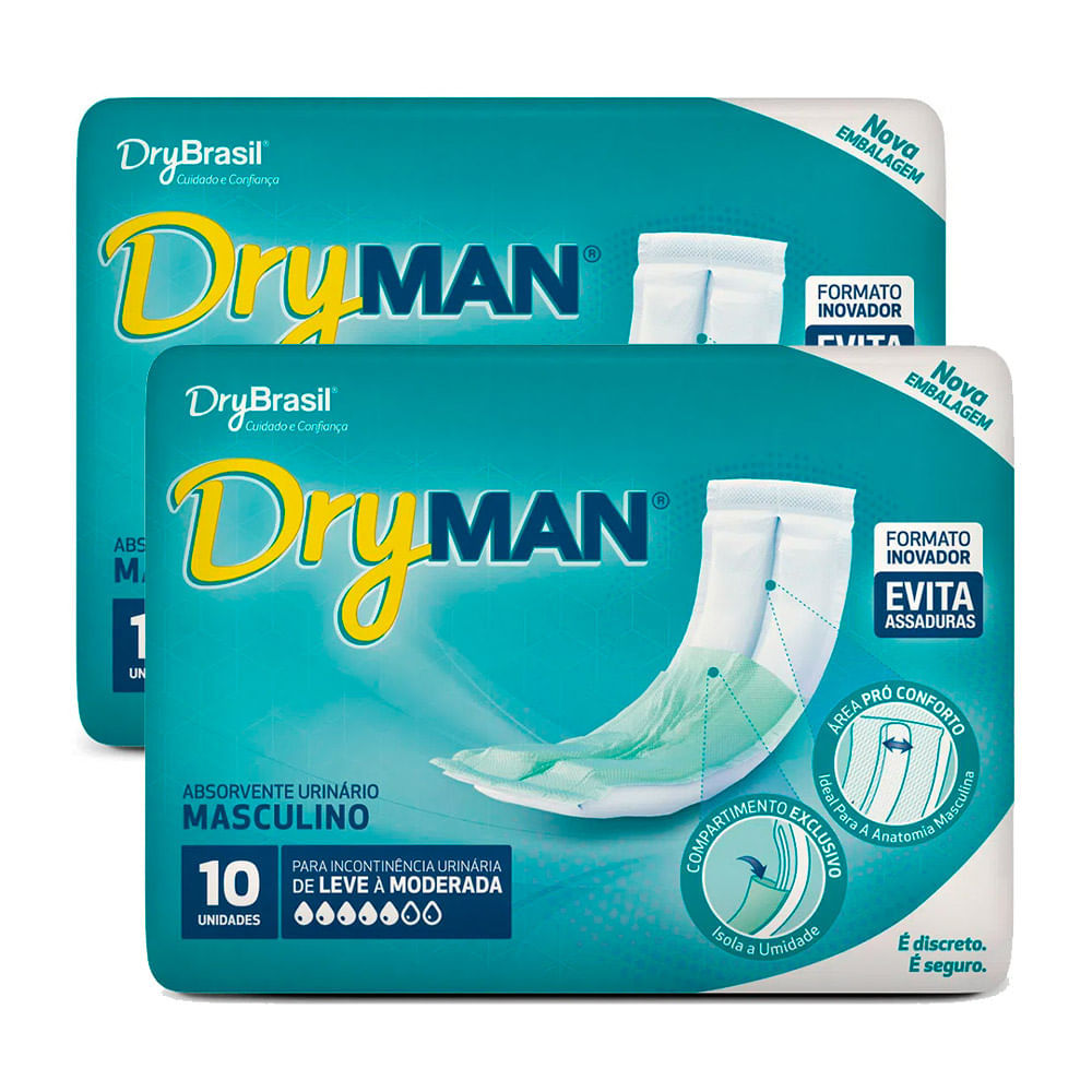 Kit 2 Absorvente Masculino Dry Man com 10 Unidades em Oferta na Shopee