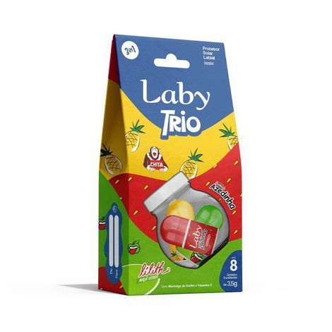 Protetor Solar Labial Laby Trio FPS 8 3 em1 Chita Lilith e Icekiss Azedinha Incolor