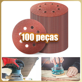 Kit 100 Discos de lixa grão 60 80 120 180 240 320 400 lixa redonda com velcro para lixadeira orbital aleatória