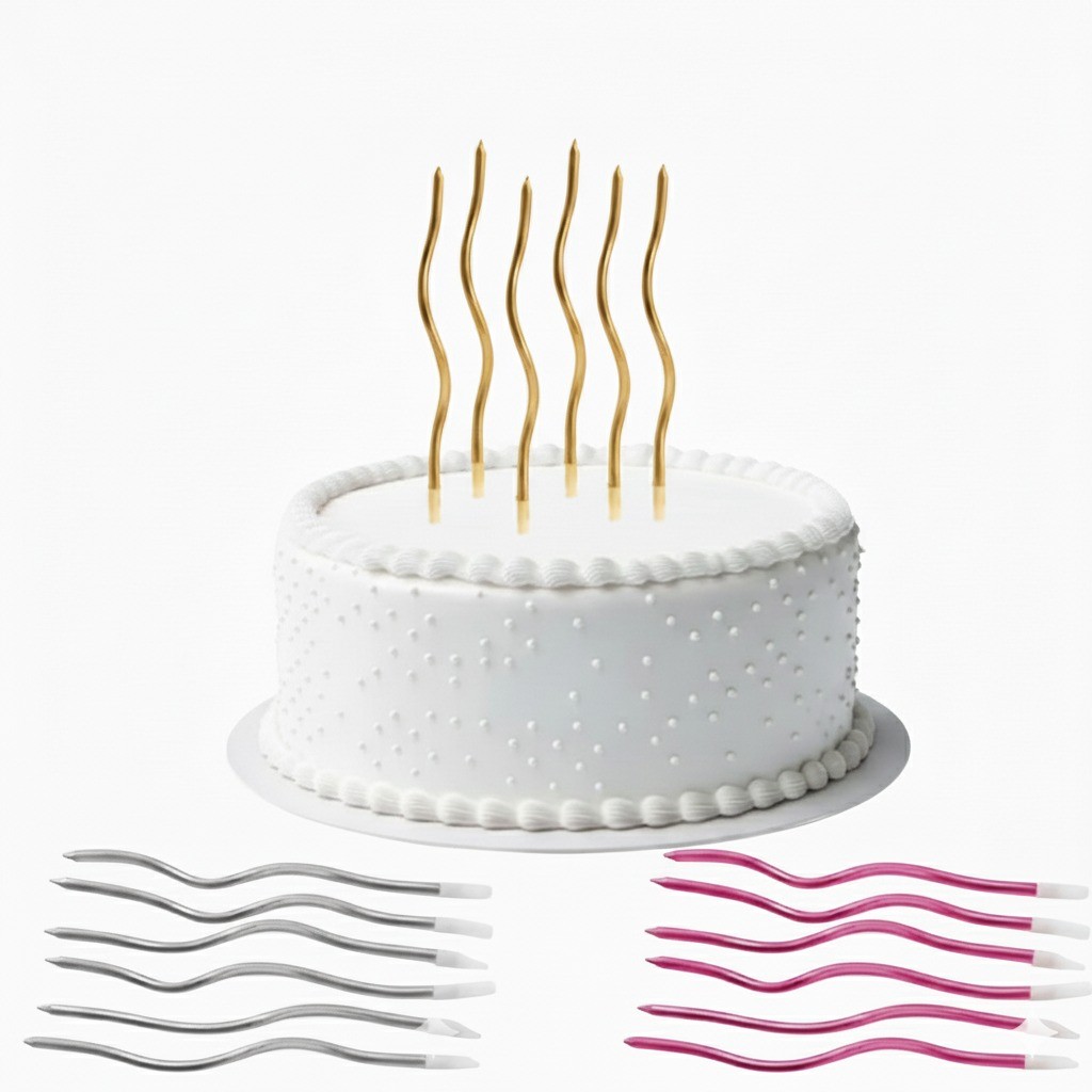 6 Vela Espiral Palito Aniversário Metalizada Bolo Ondulada Festas Decoração em Oferta na Shopee