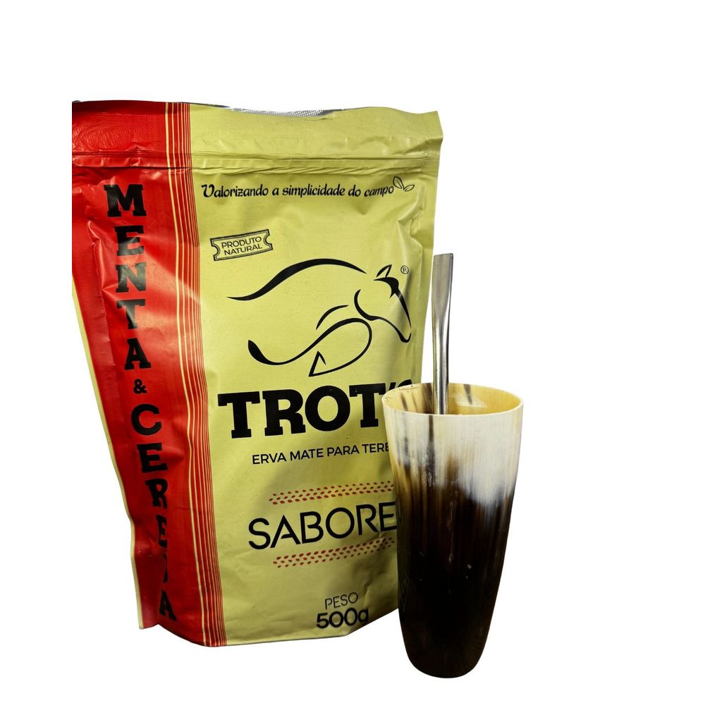 Kit Tereré – Guampa +Bomba+Erva Trot’s Menta & Cereja 500g