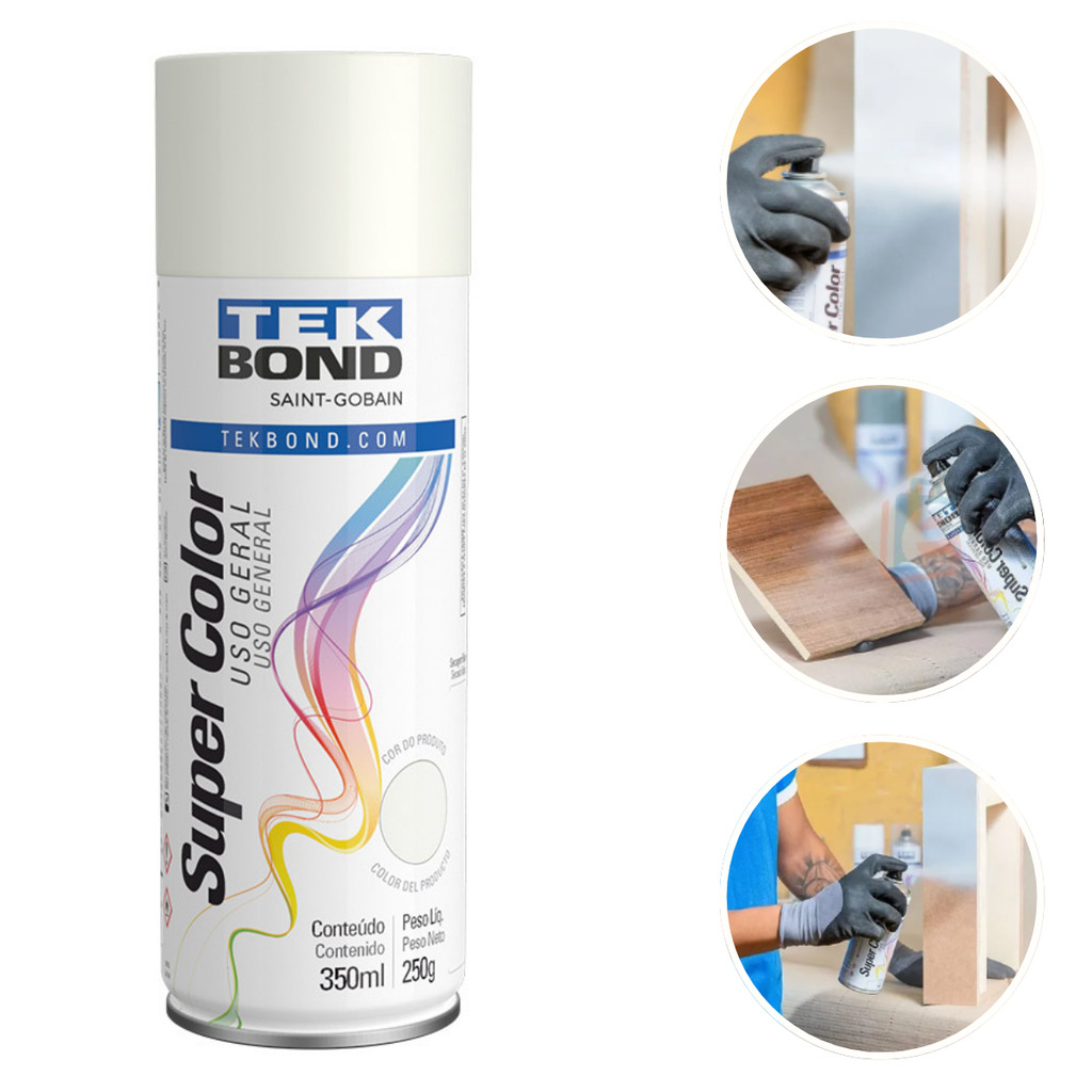 Tinta Spray Aerossol Branco Fosco Uso Geral 350ml 250g Tekbond em Oferta na Shopee