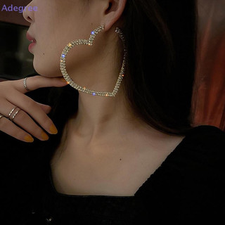Adegree Moda Grande Coração Brincos De Argola De Cristal Para Mulheres Strass Geométricos Novo