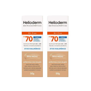 Kit 2 Heliodem Facial FPS70 Bege Médio 3.0 Oil Free - 50g - Kley Hertz em Oferta na Shopee