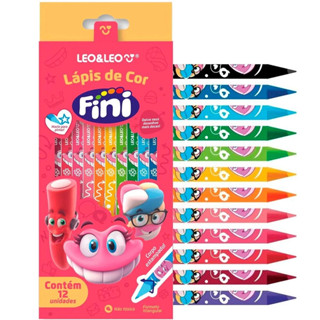 Lápis de Cor Triangular Estampado Fini - 12 Cores Leo&Leo em Oferta na Shopee
