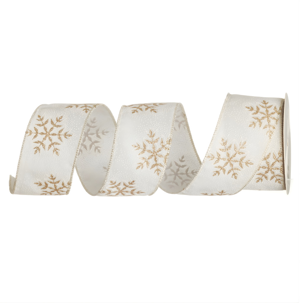 Fita Natal Aramada Branca Floco Neve Dourado 6,3x9m Decoração Laço Árvore Enfeite Luxo