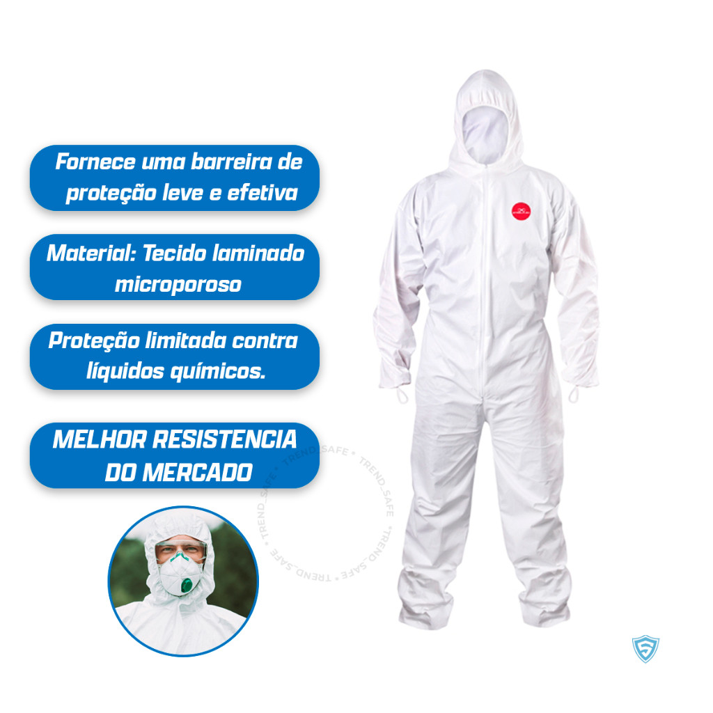 Macacão de Segurança EPI Pintura e Riscos  Químico de Proteção em Oferta na Shopee