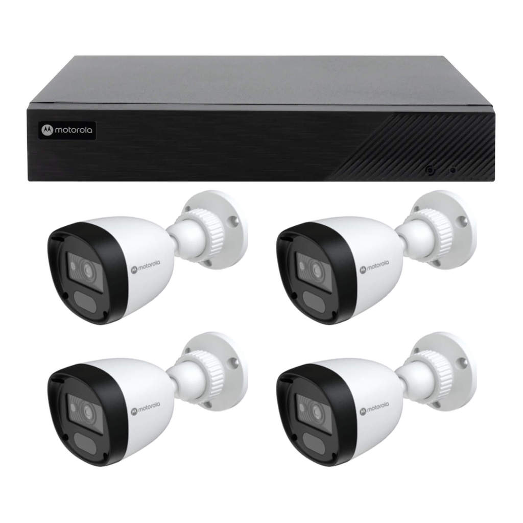 Kit DVR 4 Canais 1080 Lite 5x1 com 2 Canais + 4 Câmeras de Segurança Bullet Full HD 20m 4x1