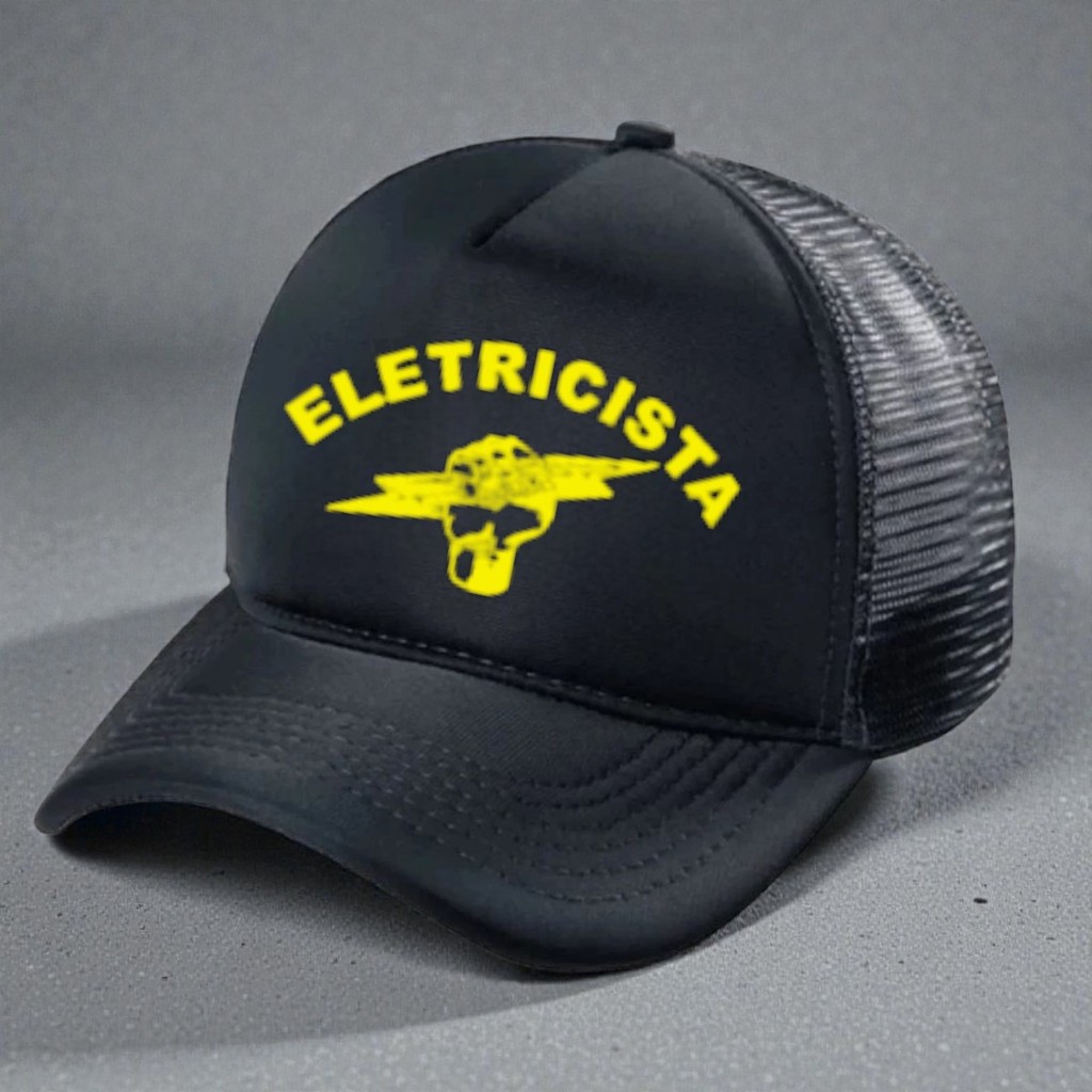 Boné Trucker Eletricista Trabalho Uniforme Profissão Telinha Com Aba Curvada Com Ajustador em Oferta na Shopee