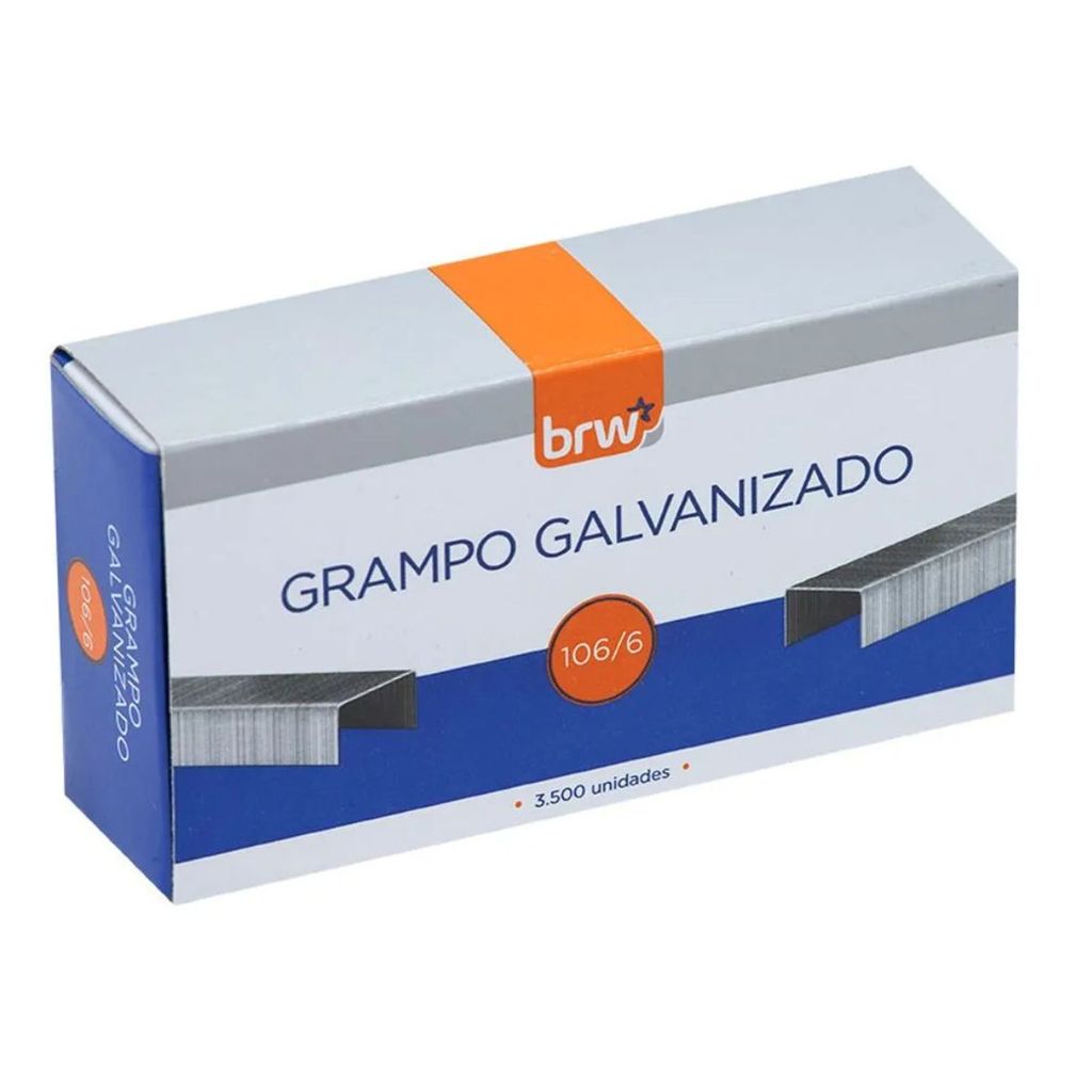 Grampo para grampeador BRW - 106/6 - 3500un