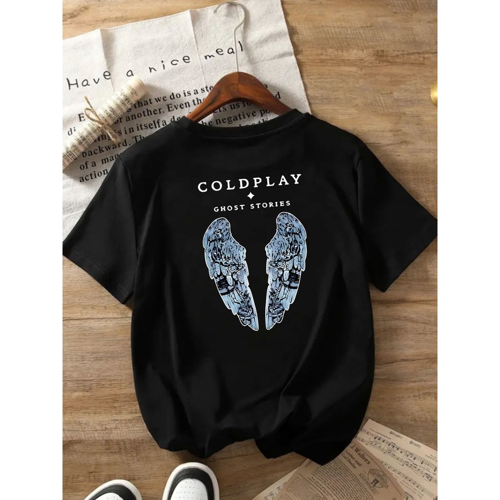 Camiseta Feminina De Algodão Puro Estilo Streetwear Com Estampa De Asas Do Coldplay Ghost Stories