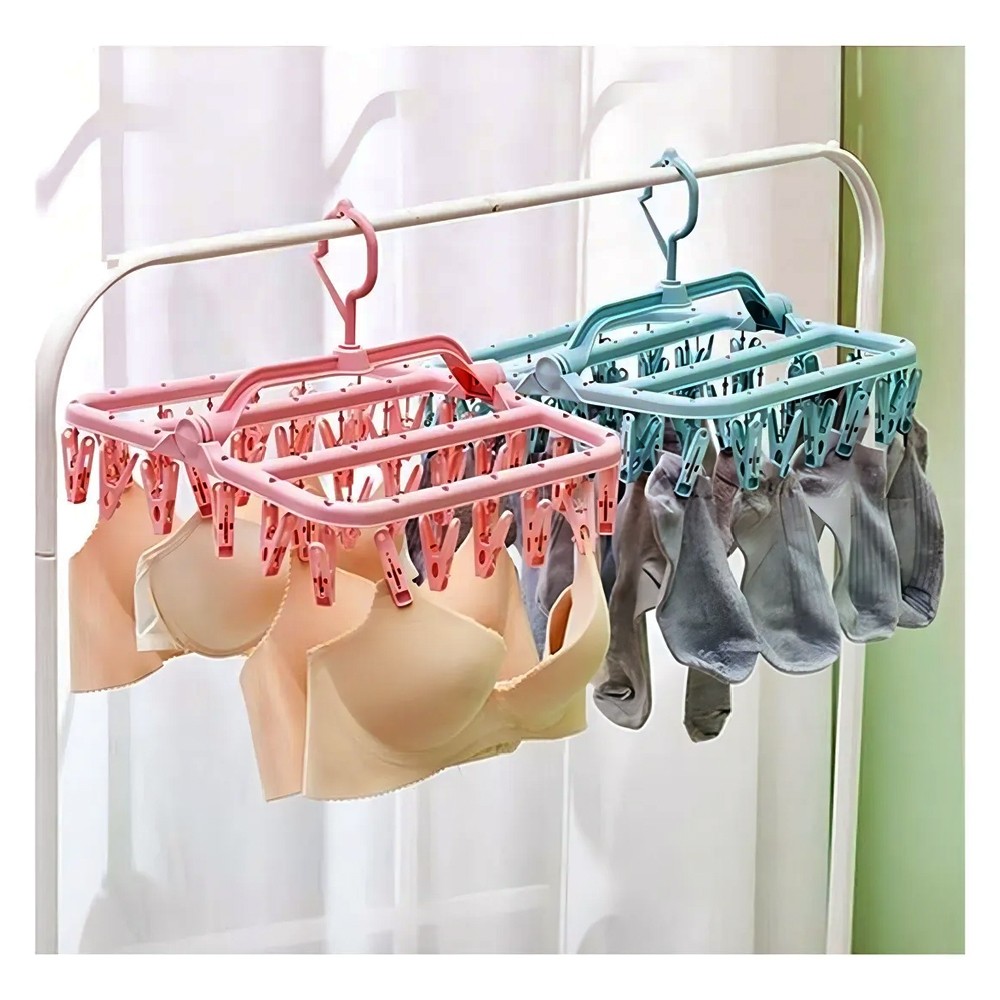 Varal roupa íntima, dobrável, multiuso, com 32 prendedores, calcinha, cueca, sutiã, biquíni e meias