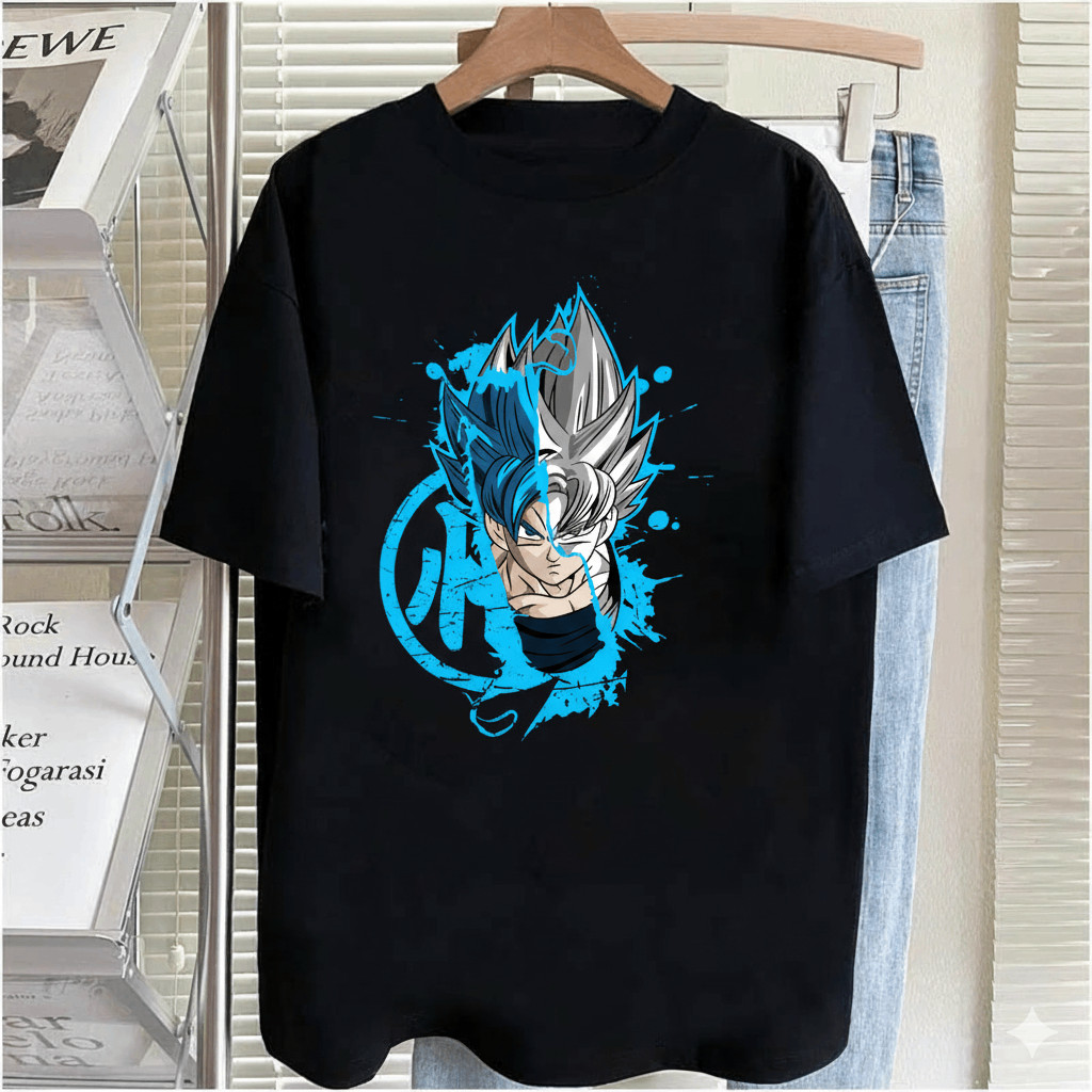 Camiseta Unissex Dragon Ball Super Goku Ultra Instinct Super Saiyan Blue Duas Formas Anime Estampada Estilosa