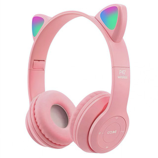 Fones de ouvido de gato com LED sem fio Bluetooth para gatinhos  anjgg