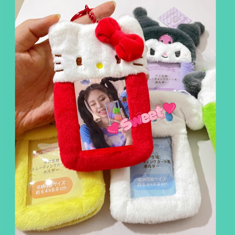 Porta-cartões de pelúcia Kawaii Dos Cartoon Anime My Melody Kuromi fofo de 3 polegadas Hello Kitty Cinnam 1F2V
