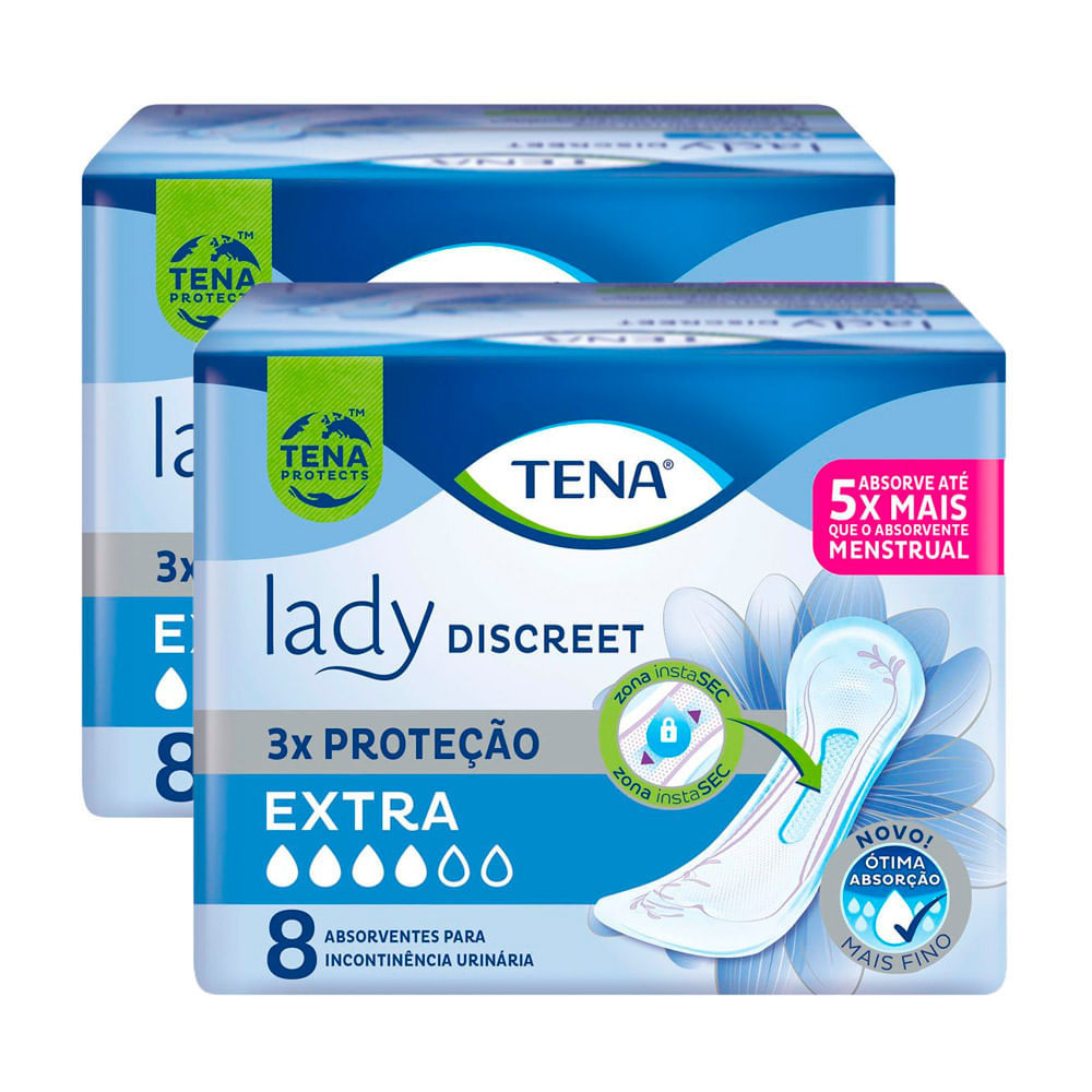 Kit 2 Absorvente para Incontinência Urinária Tena Lady Discreet Extra 8 Unidades em Oferta na Shopee