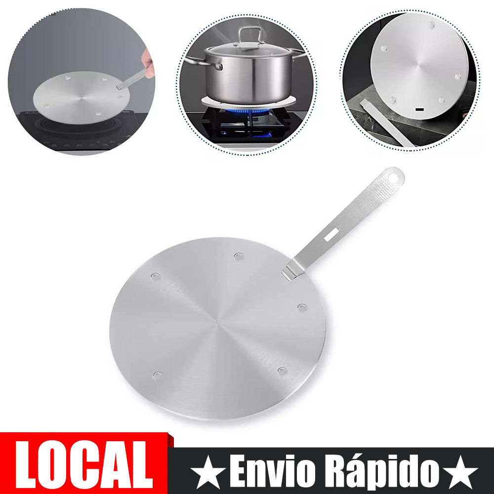 Fogão de indução placa condutora térmica adaptador difusor Material de aço inoxidável diâmetro 24cm espessura 4mm prata em Oferta na Shopee