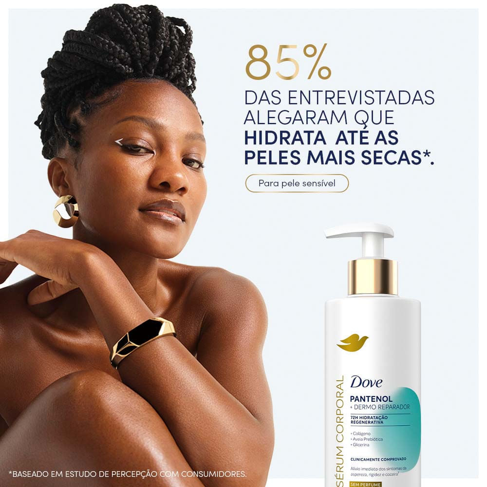 Detalhes do Dove Sérum Hidratante Corporal sem Perfume Pantenol Dermo Reparador 380ml