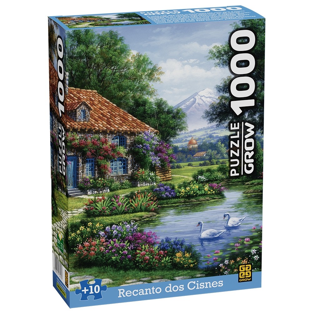 QUEBRA CABEÇA RECANTO DOS CISNES 1000 PEÇAS GROW PUZZLE PAISAGEM PONTO TURÍSTICO QUADRO FLORESTA em Oferta na Shopee