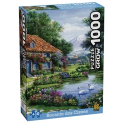 QUEBRA CABEÇA RECANTO DOS CISNES 1000 PEÇAS GROW PUZZLE PAISAGEM PONTO TURÍSTICO QUADRO FLORESTA