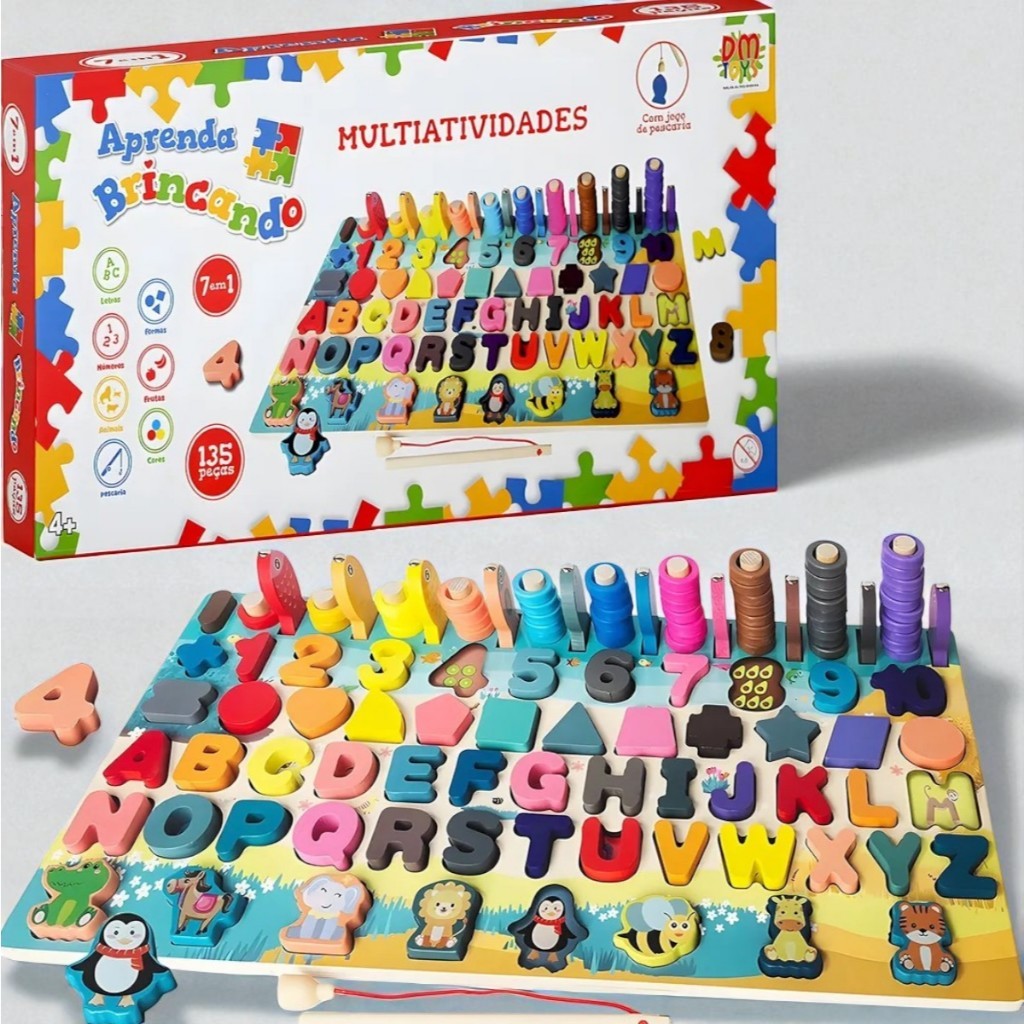 Brinquedo Montessori Educativo Interativo Infantil Formas Letras Didático Criança