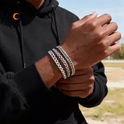 Vnox Silver Styles Stainless Steel Cuban Chain Bracelet Daily Trendy Jewelry for Men