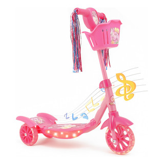 Patinete Infantil Princesa Sereia 3 Rodinhas Luz Som E Cesta Rosa Para Crianças