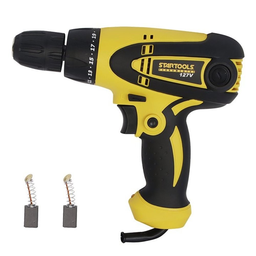Furadeira Parafusadeira Elétrica 127v 350w Mandril 3/8 Montador Móveis Fura Madeira Aço