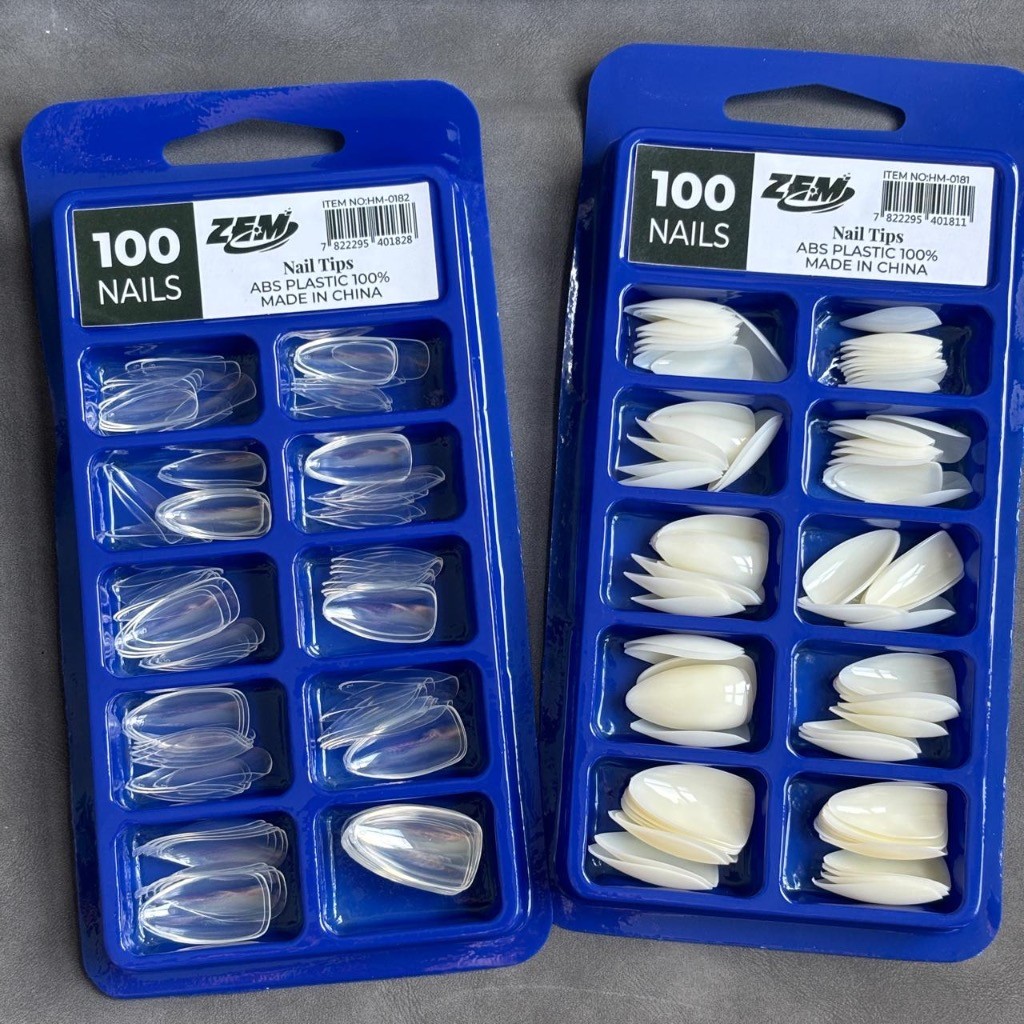 Kit 100 unhas postiças Amendoada Gota d'águaLeitosa Transparente HM-0181 em Oferta na Shopee