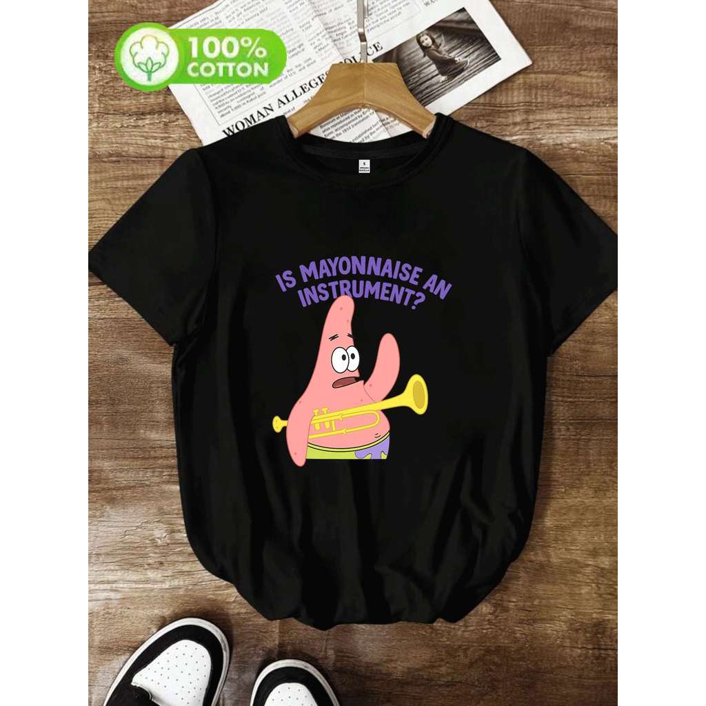 BR Moonlight Camiseta Feminina Bob Esponja Patrick Star Música Cartoon Roxo Amarelo Estampada Divertida Confortável