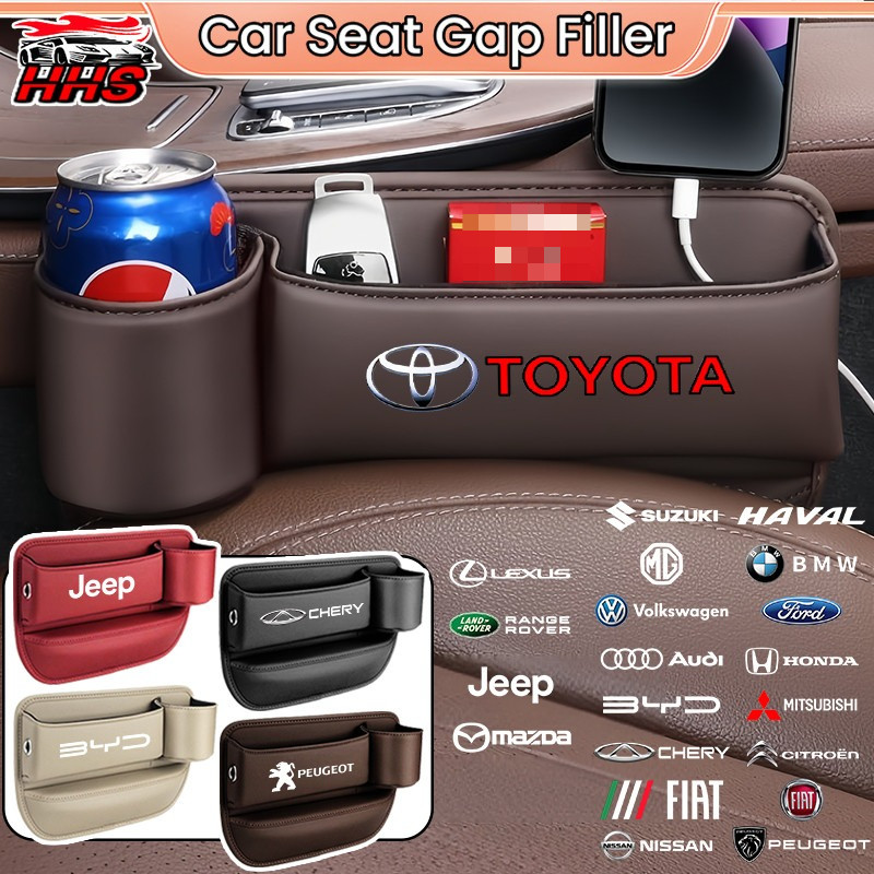 【HHS】Organizador Universal De Espaço Para Assento De Carro , Bolso De Armazenamento Interno De Couro PU Com Porta-Copos