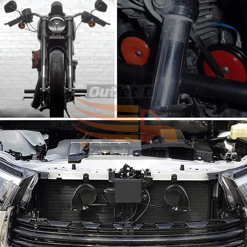 Kit de Buzinas Ar Caracol Vermelha Moto Carro Caminhão — foto 6
