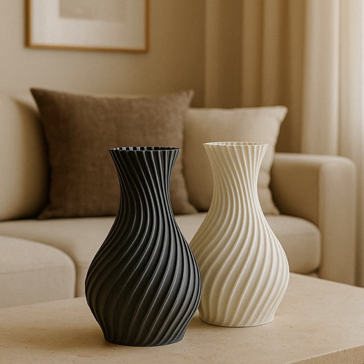 Kit 2 Vasos Decorativos Geométricos Impressão 3D 15cm 18cm Moderno ABS Decoração Sala Estante Mesa