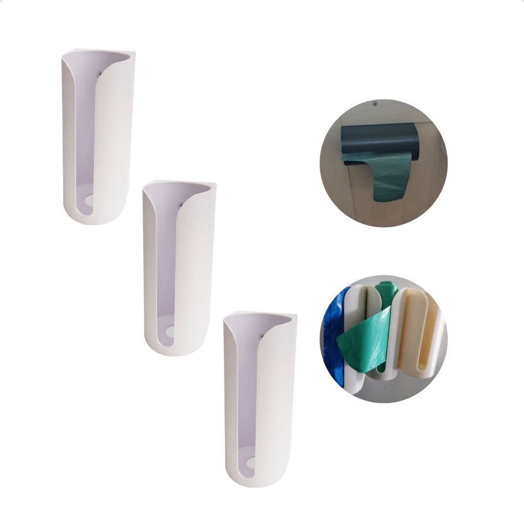 Kit 3 Suporte De Saco De Lixo Portátil e Adesivo Organizador Multiuso Para Porta De Armário Cozinha ou Área De Serviço