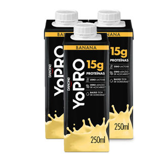 Kit 3 YoPRO Bebida Láctea UHT Banana 15g de proteínas 250ml em Oferta na Shopee