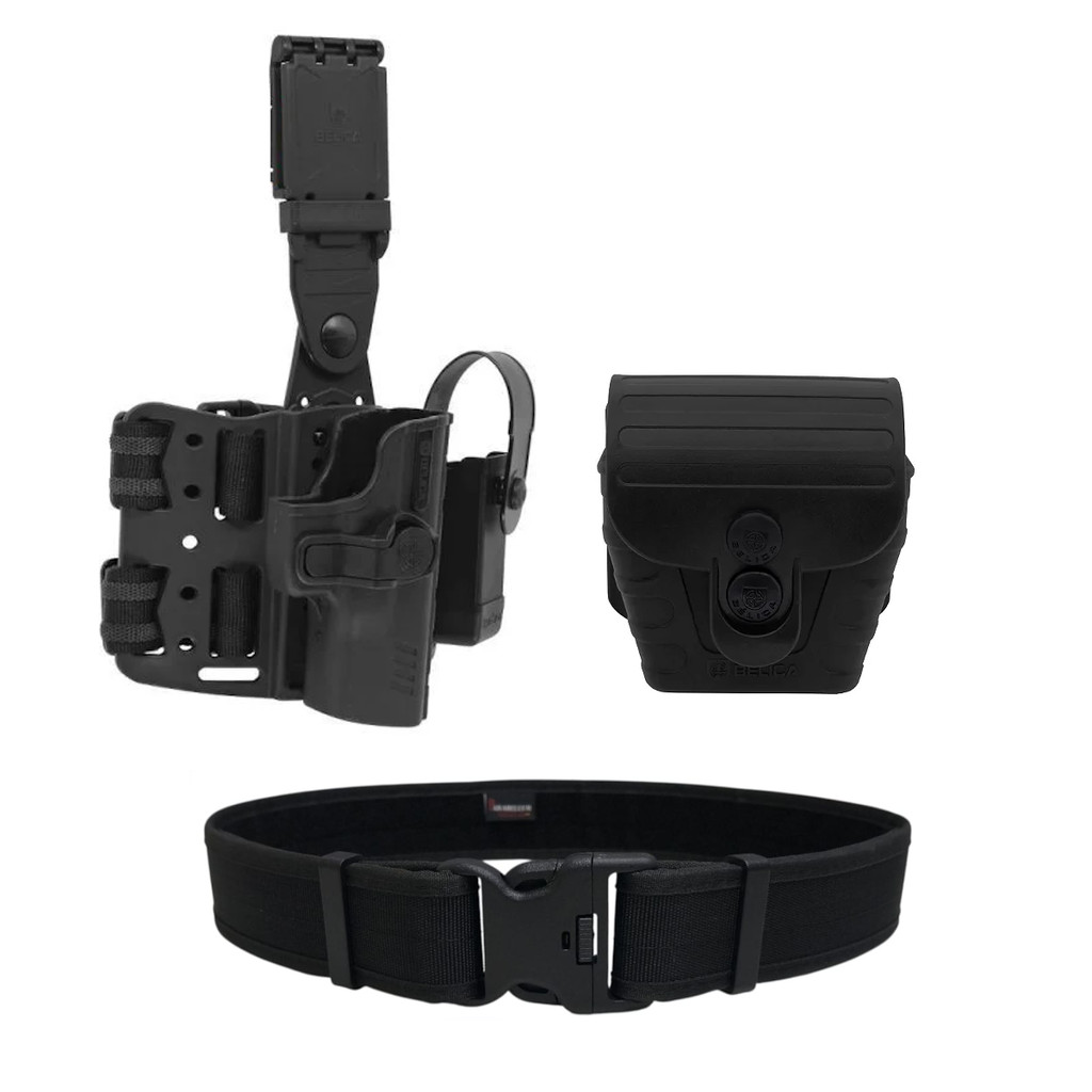 Coldre PRO SR Perna + Porta Algema Bélica Militar + Cinto NF