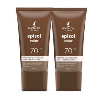 Kit 2 Protetor Solar Episol Color Tom Médio Escuro T4 FPS 70 Loção com Efeito de Base 40ml em Oferta na Shopee