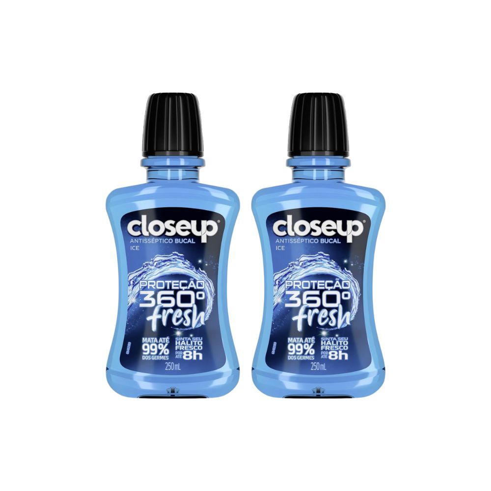 Kit 2 Antisséptico Bucal Closeup Ice com Álcool 250ml em Oferta na Shopee