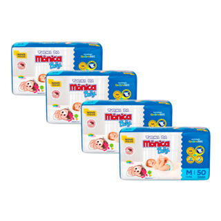 Kit 4 Fralda Infantil Turma da Mônica Baby Mega Tamanho M 50 Fraldas Descartáveis em Oferta na Shopee