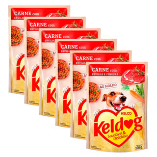Kit 6 Ração Úmida para Cachorro Keldog Sabor Carne com Ervilha e Cenoura em Sachê 100g em Oferta na Shopee