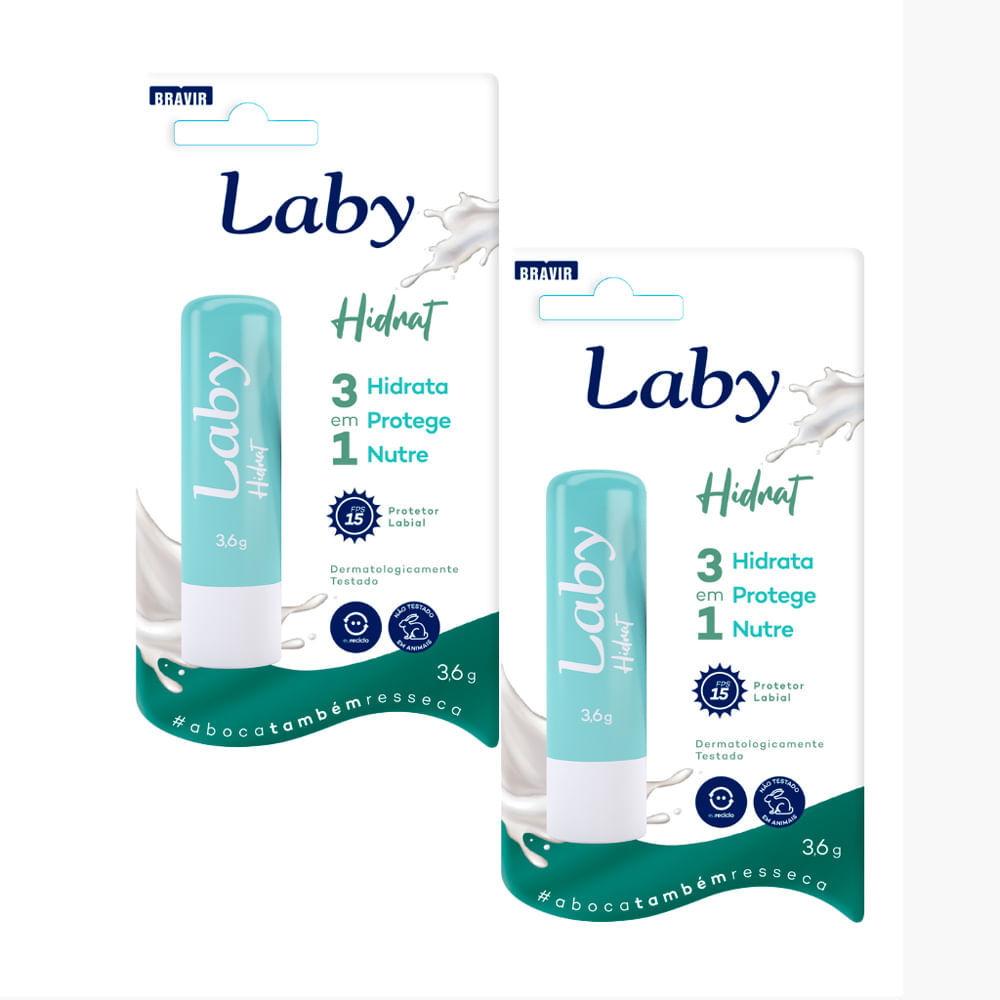 Kit 2 Protetor Solar Labial Laby Hidrat FPS 15 3,6g em Oferta na Shopee