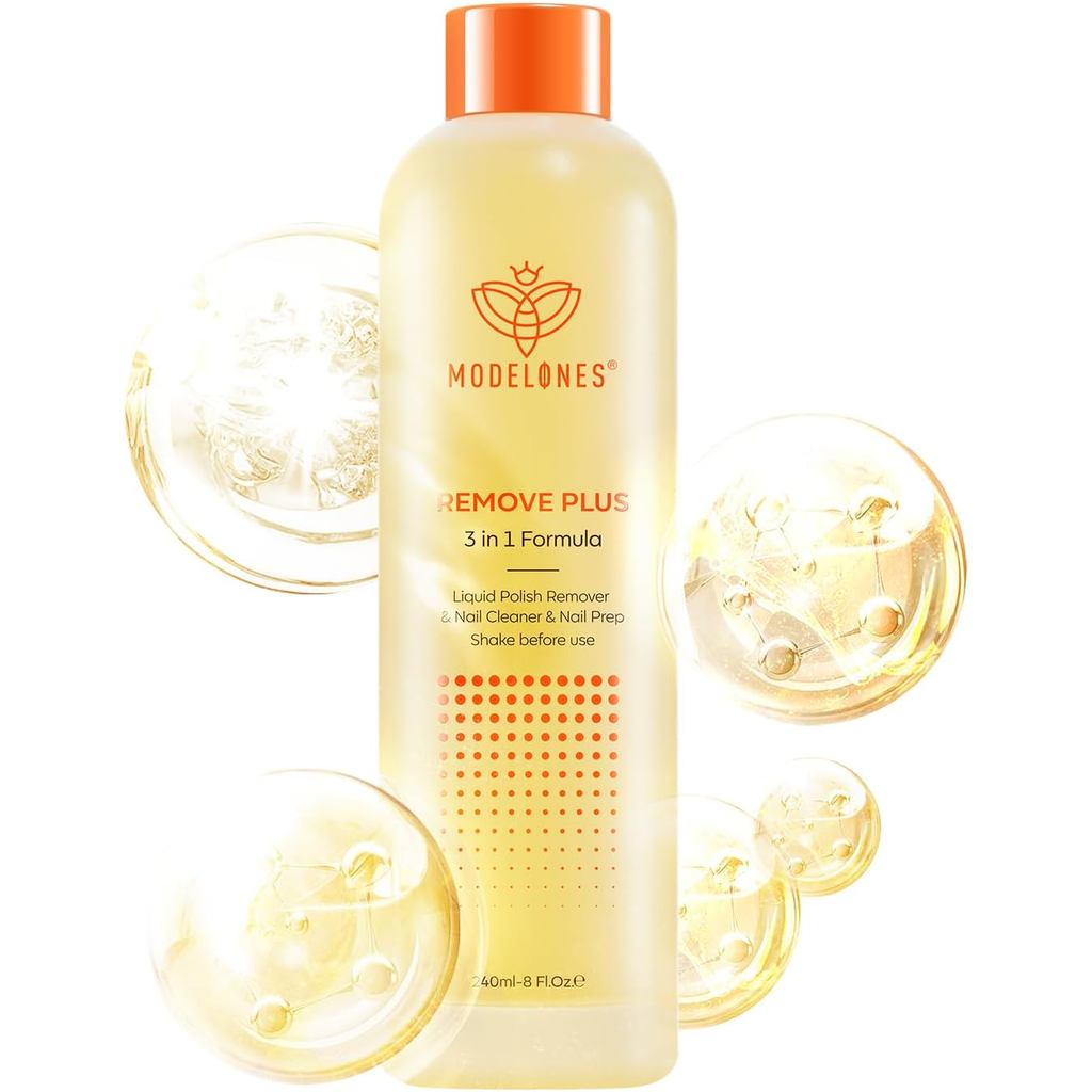 Modelones Nail Polish Remover Ultra-Powerful Acetone Gel Nail Polish Remover Enriched with Jojoba Oil Removes for All Ty