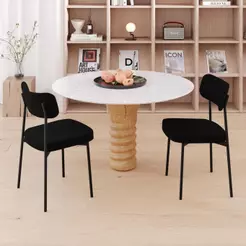 Conjunto 6 Cadeiras de Jantar Mynna Tecido Veludo Est.Preta