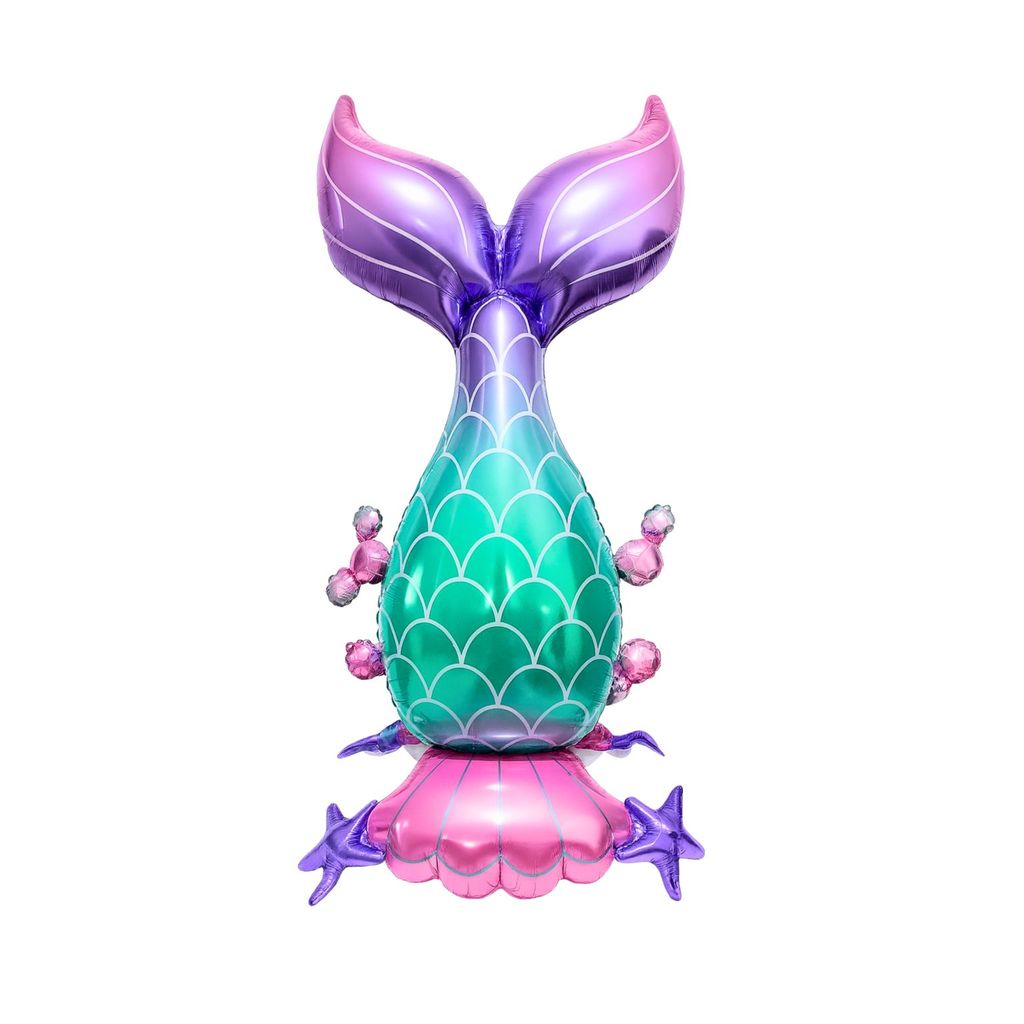 Balão Metalizado Rabo Calda De Sereia C/ Base 125cm Festa Decoração enfeite aniversario surpresa em Oferta na Shopee
