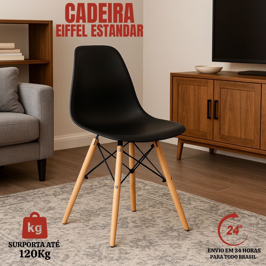 Cadeira Eiffel – Base Madeira Design Moderno Conforto 140KG Xplast